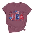 thumbnail image 6 of Zynoxe Independence Day T Shirts for Women Fashionable Round Neck Graphic Tees Patriotic Short Sleeve Going Out Summer Tops (#01 Wine,L), 6 of 7