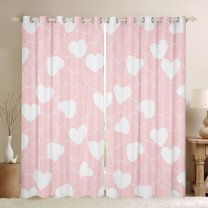 Feelyou Cartoon Love Heart Blackout Curtains Set of 2 (52x84 Each), Girly Pink Artwork Window Curtains, Teens Kids Boys Girl Curtains and Drapes, Living Room Curtains Decor