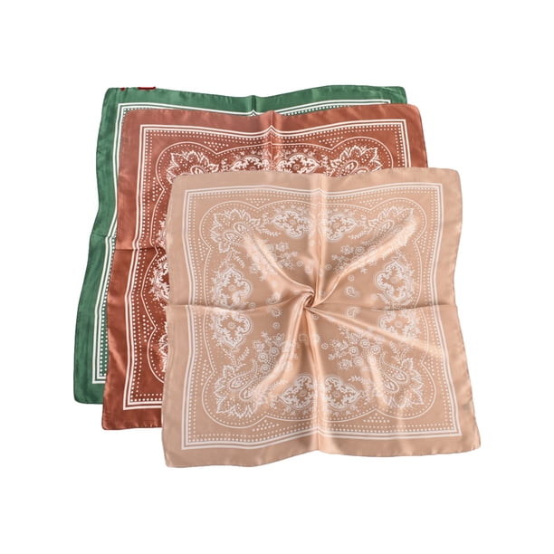 3 pañuelos para la cabeza de satén de 27,5 pulgadas, pañuelo para el cabello, pañuelo de seda, pañuelo de seda para el cabello, pañuelo para el cuello para mujeres y niñas
