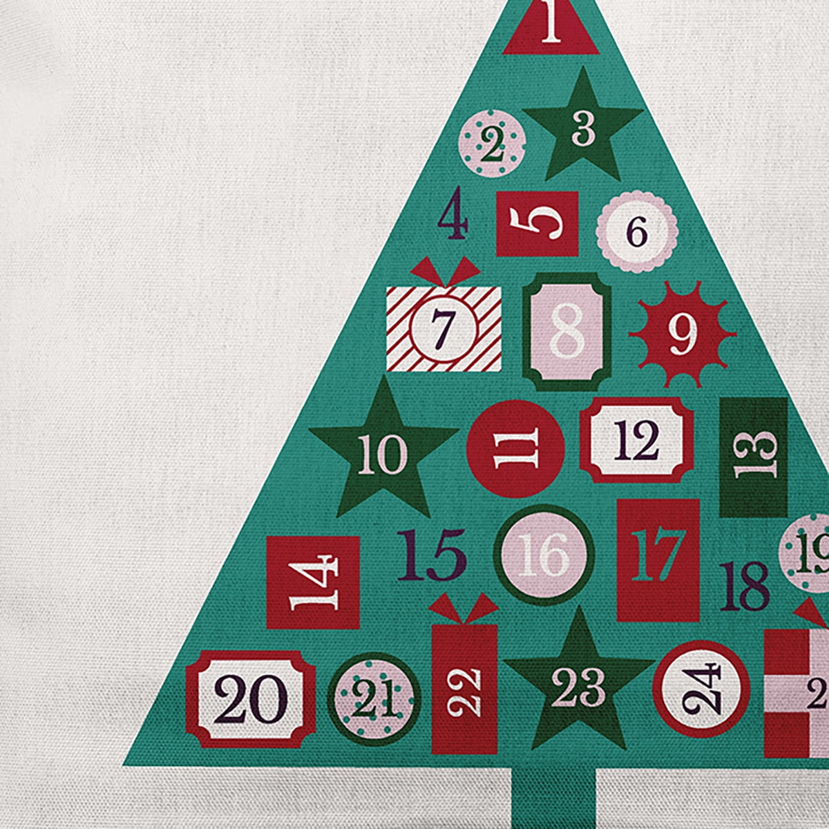 Simply Daisy Mint Colored Christmas Calendar Christmas Soft Spun Polyester Indoor/Outdoor Throw Pillow, 20" x 20"