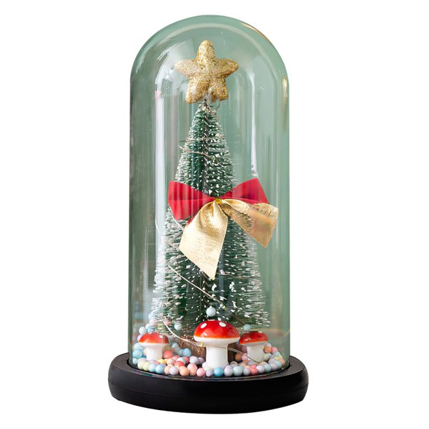 Lámpara De Mesa De Árbol De Navidad Exquisita Decoración De Cúpula De Cristal De Navidad Adorno De Escritorio De Árbol De Navidad Alimentado Por Batería Con Luz Para Sala De Estar Dormitorio Noticed HA014720-00