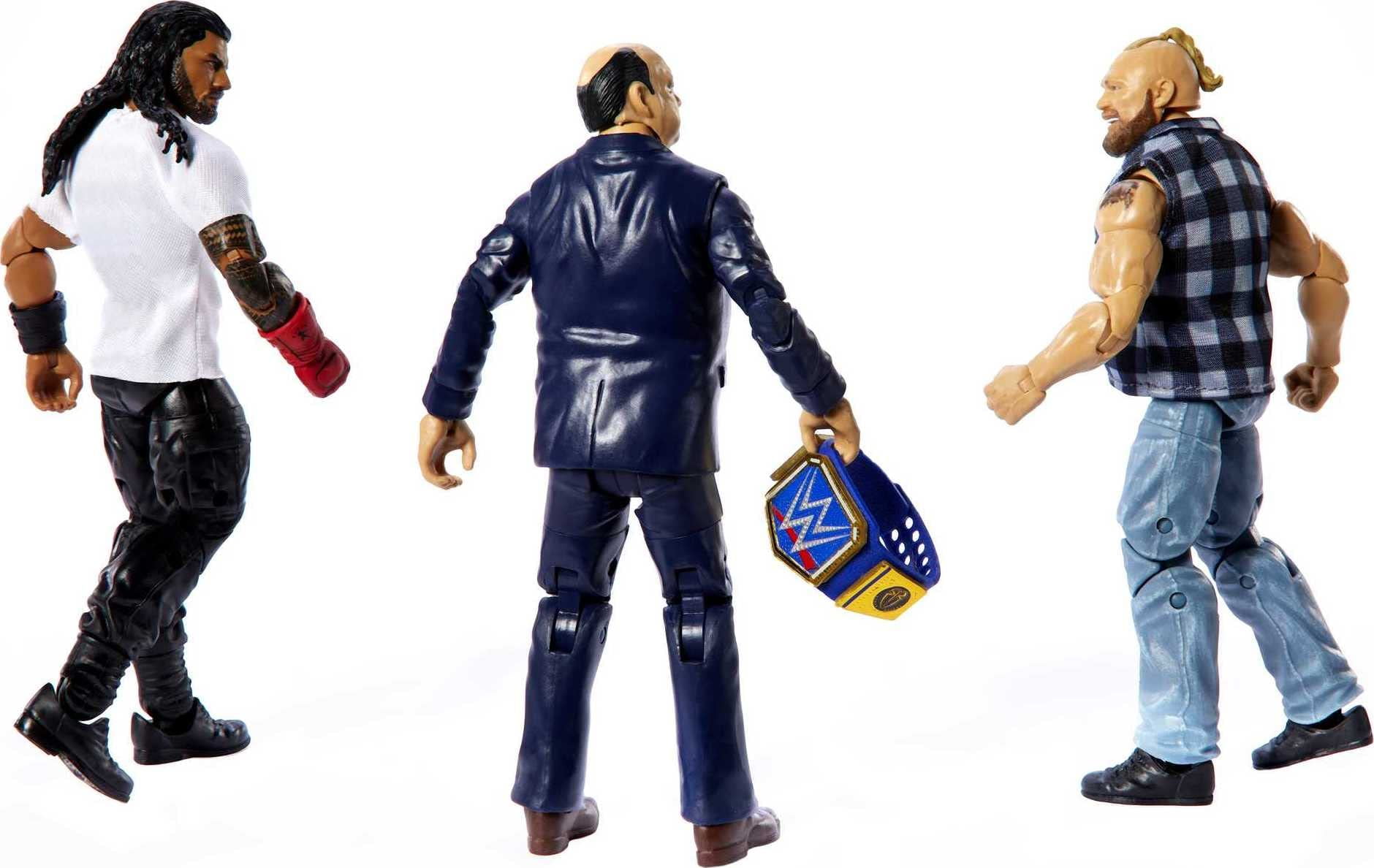 Mattel Action Figure 3-Pack Tribal Chief vs Beast Incarnate Roman Reigns Brock Lesnar & Paul Heyman Elite Collection
