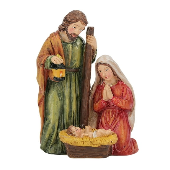 RYUJNDK Nativity Birth Ornament Nativity Scene Resins Figurines Statue Christmas Manger Scene Decoration Catholic Figures