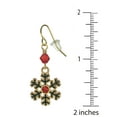 thumbnail image 2 of Cute Festive Red and Green Snowflake Holiday Earrings, 2 of 4