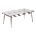 thumbnail image 1 of Office Star Brooklyn Clear Tempered Glass Top Coffee Table with Nickel Brushed Legs, 1 of 4