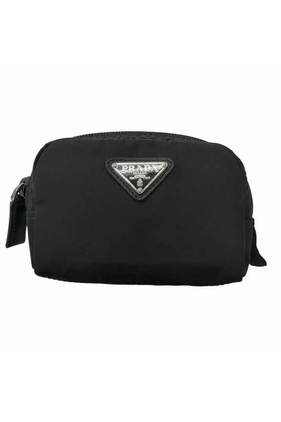 Pre-Owned PRADA 1ND339 Micro Re-Nylon Triangle Logo Plate Silver Hardware Pouch Coin Purse...