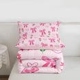 thumbnail image 5 of Erosebridal Pink Cute Bow Queen Comforter Set For Girls,Kawaii Blossom Flowers Kids Bedding Comforter Set,Pink Reversible,3pcs, 5 of 7