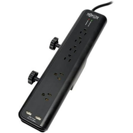 Tripp Lite by Eaton Protect It! 6-Outlet Clamp-Mount Surge Protector 6 ft. (1.83 m) Cord 2100 Joules 2 x USB Charging ports (2.1A total) - 6 x NEMA 5-15R - 1875 VA - 2100 J - 120 V AC Input - 5 V...