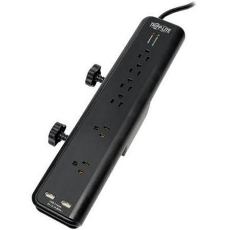 UPC: 0037332180292 | Tripp Lite TLP606DMUSB Protect It! 6- Outlet Clamp-Mount Surge Protector 6-ft. Cord 2100 Joules 2 USB Charging Ports (2.1A total)