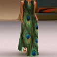 thumbnail image 2 of Women's Vintage Print Maxi Skirt V-neck, Off-the-shoulder, Multi-coloured Long Flared Sexy Sleeveless Dress, 2 of 2