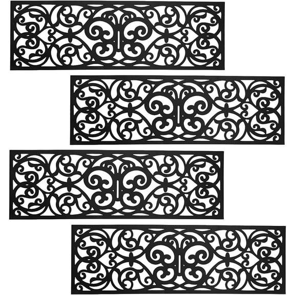 IEMIEBSHA 4 Pack Rubber Stair Mats, Non Slip Stair Treads Mat, Rubber Scroll Doormat for Outdoor, Indoor, Entrance, Stairs (29" x 9.5")