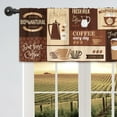 thumbnail image 2 of Brown Coffee Valance Coffee Kitchen Curtains 52Wx18H Inch Rod Pocket Coffee Wall Decor Rustic Vintage Latte Cappuccino Cafe Bean Theme Modern Living Room Bedroom Window Drapes Fabric 1 Panel, 2 of 4