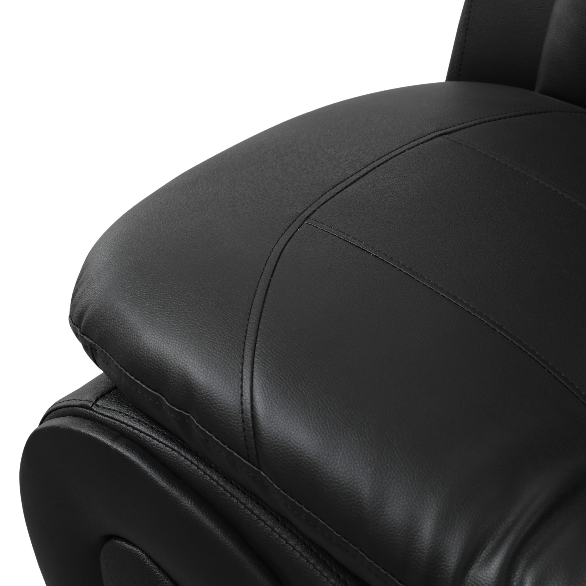 Gewnee Accent Chair Single Sofa, 42" Breathable Leather Sofa Chair with Solid Wood Frame & Metal Legs, Modern Furniture for Living Room Bedroom Office, Black