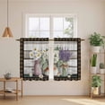 thumbnail image 2 of Spring Floral Kitchen Curtain for Berdoom Living Room Cafe 45 Inch Length, Pastoral Bottle Flowers Wood Brown Plaid Tiers Curtains Light Filtering Drapes Window Treatment 2 Panels 52"Wx45"L, 2 of 8