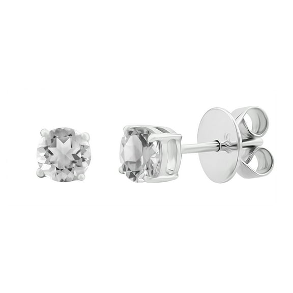 Gemistry 925 Sterling Silver Genuine Round White Topaz Gemstone Womens Stud Earrings