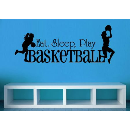 Decal ~ EAT, SLEEP PLAY BASKETBALL : GIRLS #4 ~ WALL DECAL, 12