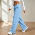 thumbnail image 6 of Sweatpants for Women Plus Size Winter Solid Color Elastic Waist Warm Pants Athletic Wide Leg Drawstring Trousers with Pockets, 6 of 8