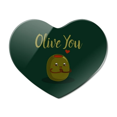 

Olive You I Love You Funny Heart Acrylic Fridge Refrigerator Magnet