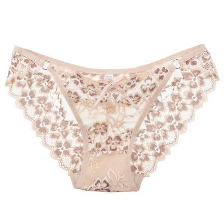 

Pxiakgy lingerie for women Women Embroidery Lace Panties Low-waist Briefs Thong Lingerie Beige + One size