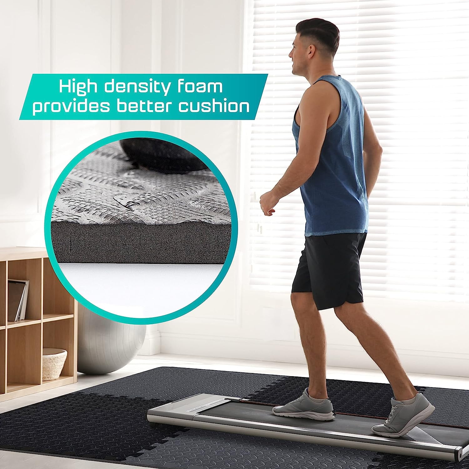 Yes4All 24, 48, 120 SQ. FT Puzzle/Interlocking Exercise Mat Tiles for Home Gym, Exercise EVA Foam Floor Padding with Border for Workout Equipment