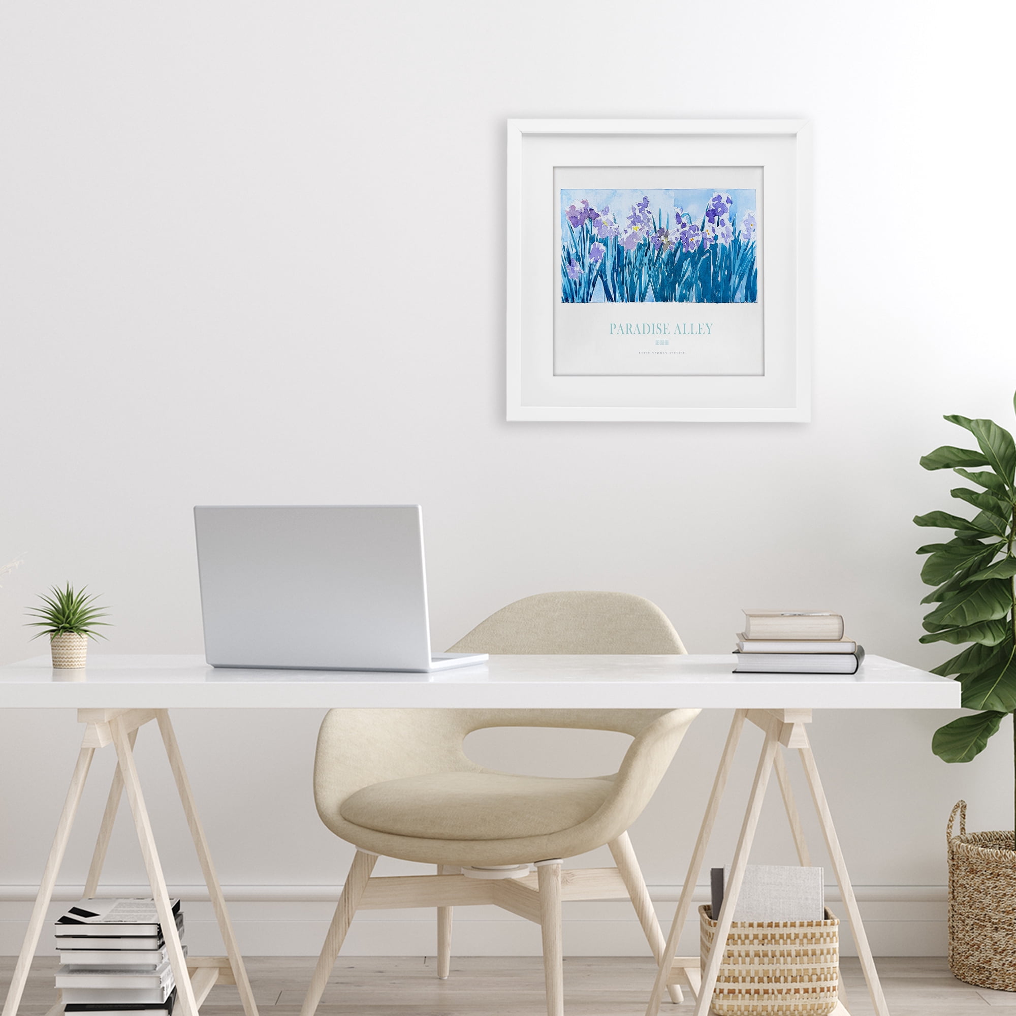 Stupell Industries Paradise Alley Purple Irises White Framed Print Under Glass, design by Jadei Graphics
