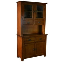 Pemberly Row Arts and Crafts 4-Drawer Solid Wood China Cabinet in Cherry