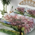 thumbnail image 5 of Ambesonne Flower Fitted & Top Sheet Set with Shams, Spring Blooming Nature, Pink Green, 5 of 8