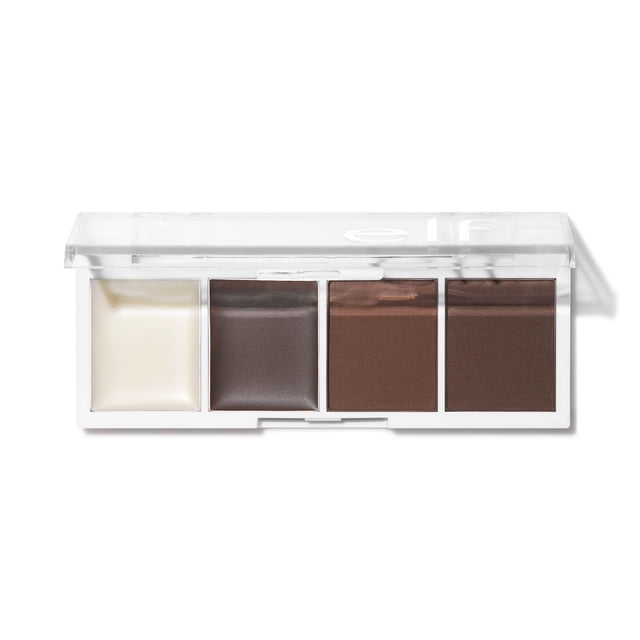 e.l.f. Brow-Size Brow, Mini Brow Quad con ceras y polvos ultrapigmentados, kit de maquillaje y cuidado de cejas, marrón oscuro, 0.14 oz