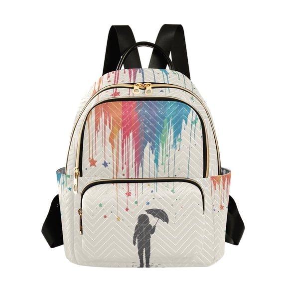 FORMRS Mini Backpack Purse for Women Quilted Travel Daypack Casual Shoulder Bag, Black Astronaut