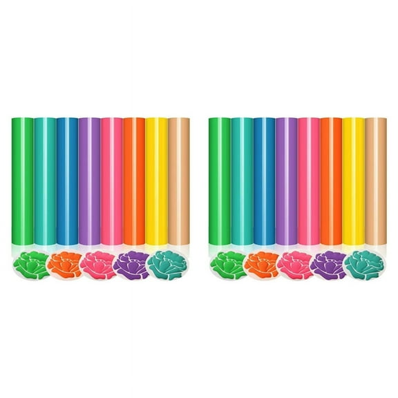 16x Transfer-8 Colors 3D Puff HTV Heat Transfer Vinyl 30X25cm Pastel Colored Puffy Iron-on T-Shirt