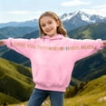 thumbnail image 2 of Boys Girls Letter Graphic Pink Hoodie Pullover Long Sleeve Soft Warm Sweatshirt for School Daily Wear Fall Winter 2T, 2 of 6