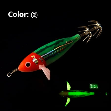 Lifelike Simulation Lead Sinker 75mm 5.5g Jigs Hook Squid Hook Shrimp Bait Wood Shrimp Lures Octopus Lure COLOR 2
