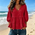thumbnail image 6 of Women's V Neck Tiered Ruffle Blouses, 3/4 Sleeve Peplum Loose Casual Flowy Tops XL, 6 of 6