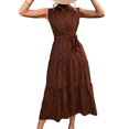 thumbnail image 2 of Vestido de cuello alto, vestido con estampado de lunares, vestido midi con cinturón, vestido con estampado de lunares, funcionalidad versátil, 2 of 6