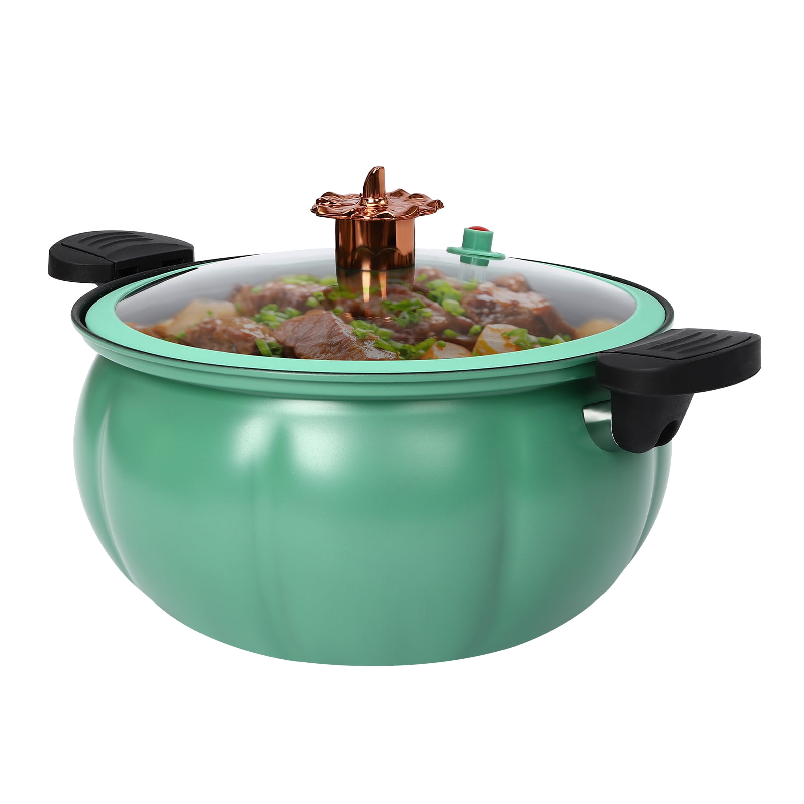 8L/2.11Gal Pumpkin Shape Green Micro Pressure Cooker Micro Pressure Cooking Pot for Home Kitchens Dormitories Flats