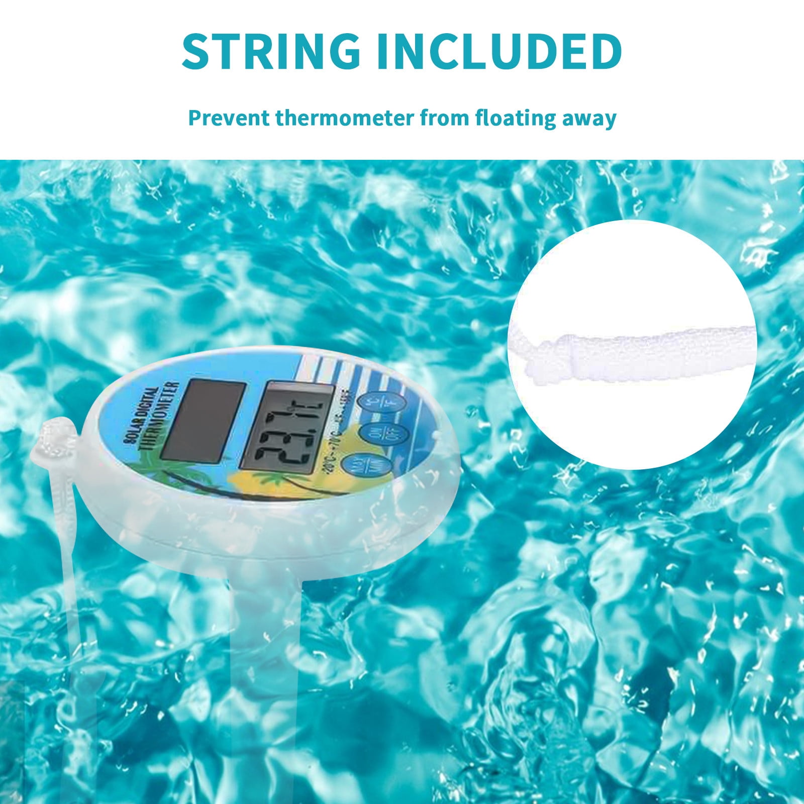  SWIMLINE HYDROTOOLS Solar Powered Digital LCD Thermometer  Large Floating Easy Read For Water Temperature Shatter Resistant With  String For Outdoor And Indoor Swimming Pools Spas Ponds Bathtubs :  Thermometer For