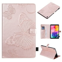 Dteck Folio Case for Samsung Galaxy Tab S6 Lite 10.4-inch 2020 SM-P610 P615, Embossed Butterfly PU Leather Folio Stand Case with Card Holders Cover, Rosegold Butterfly