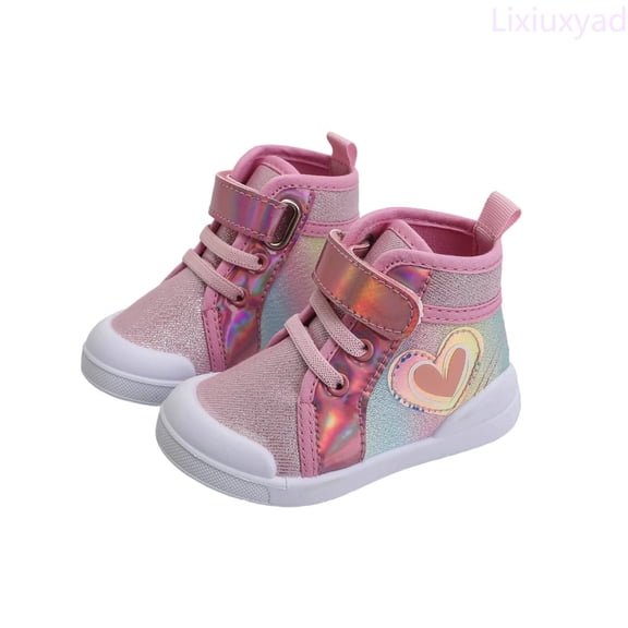 Lixiuxyad Girls High Top Canvas Sneakers For Toddlers Casual Comfortable Shoes Non Breathable Classic Toe Sports Shoes For Daily Wear Running Athletic Shoes Sizes 6.5(Toddler 15-18 Months)