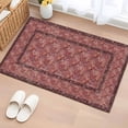 thumbnail image 3 of Bohemian Front Door Rugs 2x3 ft Dark Red Vintage Flowers Texture Traditional Ethnic Small Rug for Entryway Non Slip Washable Bathroom Door Mat Absorbent Floor Mat for Indoor Entrance, 3 of 9