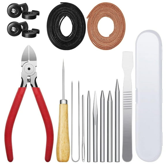 Zorvai 16 Pieces Baseball Glove Relacing Kits1eatherStrips Glove Lock Lacing Needle Lacing Tool Glove Care Kits