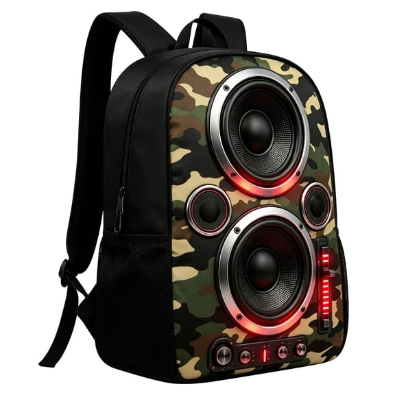 XIANXIAN 600D Waterproof Oxford Mini Vibrant Speaker Backpack, Lightweight Multi-Pocket Daypack with Front Pocket, Side Bottle Holders and Inner Storage for Daily Carry