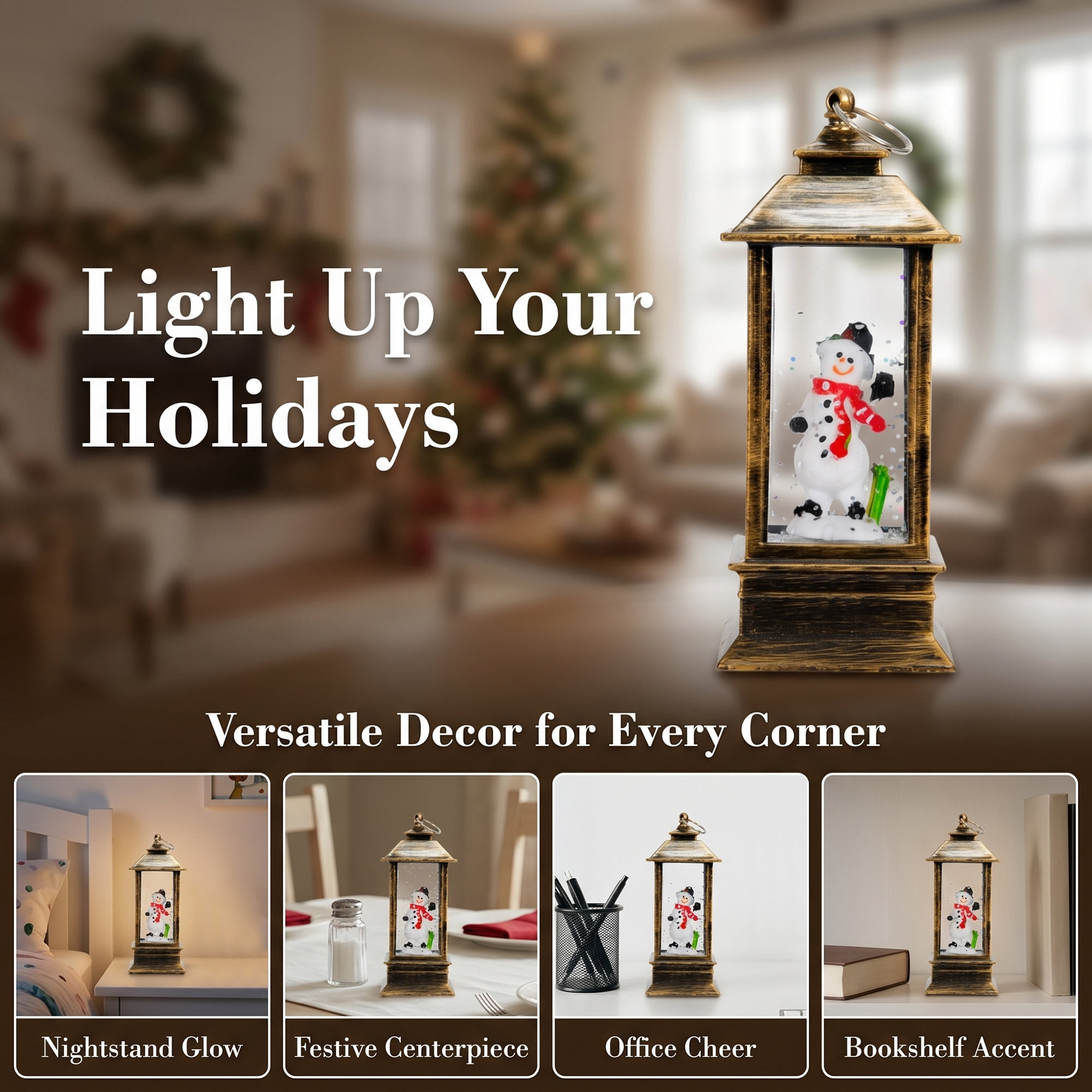 Unique Bargains Christmas Light Up Crystal Ball Mini LED Glitter Sphere Orb Brown Style E