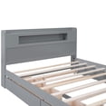 thumbnail image 5 of Queen Size Bed Frame w/Twin Trundle & 2 Storage Drawers, Wooden Platform Bed w/Slat Support and LED Headboard, No Box Spring Needed, for Kids Teens Adults Bedroom (Gray), 5 of 9