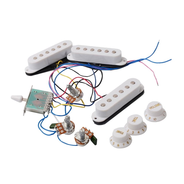 Milaget Guitar Pickup Set 5 Gear Wheel Prewired for ST Electric Guitar Musical Instrument White