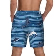 thumbnail image 4 of Goofa Sharks on White Blue Striped Printed Men's Swim Trunks Board Shorts Quick Dry Mens Swimming Trunks with Compression Liner,Breathable Fit Hawaii Beach Shorts-, 4 of 9
