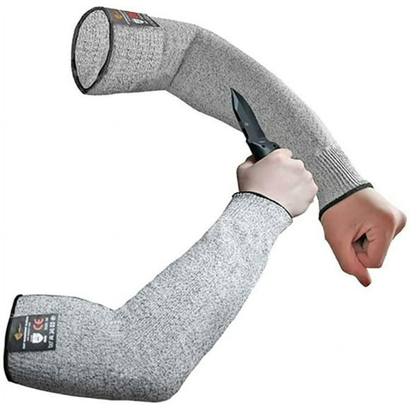 35cm Cut Resistant Sleeves with Thumb Hole Level 5 Protection Cut Resistant Arm Protection Sleeves Arm Sleeve Gardening Arm Protectors Gloves Safety Protective Work Gloves (with Thumb Ho