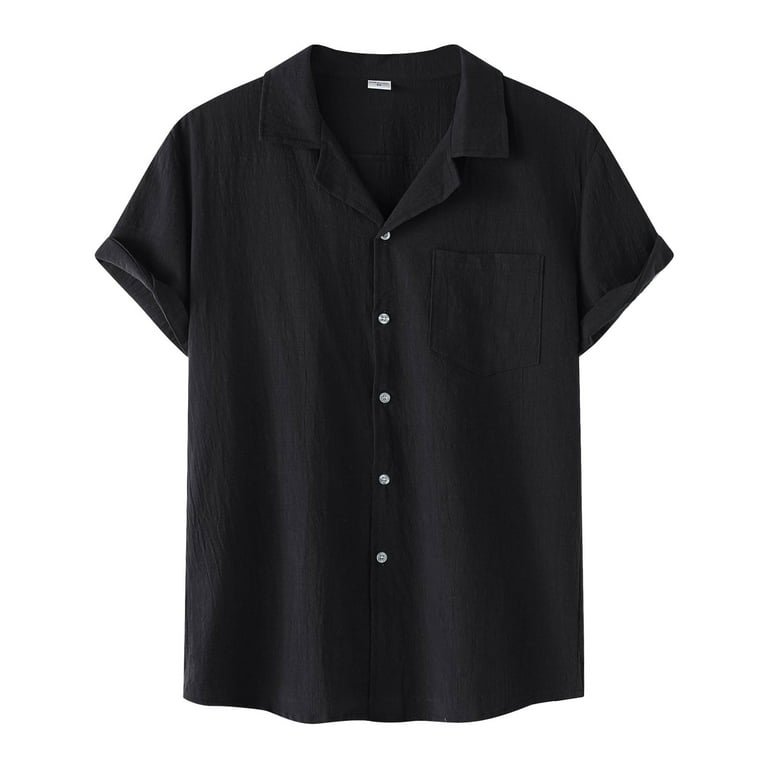 adviicd Button Down Shirt Men Lightweight Moisture Wicking Short Sleeve Fishing  Shirt with UPF 50 Black M 