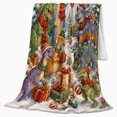 thumbnail image 2 of Dinosaurs around Wrapped Presents and Tree, Festive Whimsical Style for Dinosaur Lovers, Holiday Dino Party Scene and Christmas Gift, Cozy Flannel Blanket for Playroom and Bedroom, Home Decor, 2 of 9