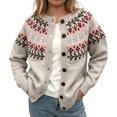 thumbnail image 5 of JUUNthy Womens Cardigan Sweater, Crew Neck Button Down Long Sleeve Vintage Floral Knit Casual Outwear Black 2XL, 5 of 12