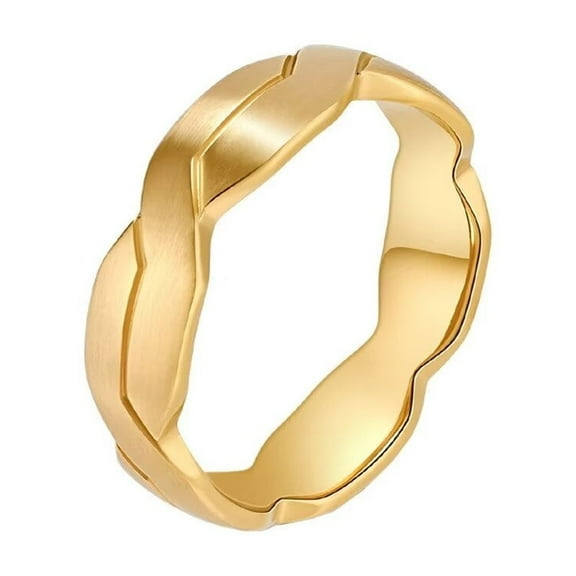 HIJONES Women Men's Braided 2 Colors Stainless Steel Ring Personalized High Polished Weave Band Ring Jewelry Comfort Fit Gold Size 8